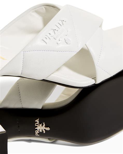 Prada Quilted Lambskin Crisscross Slide Sandals 